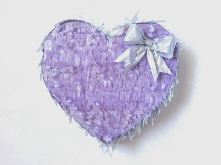 purple silver heart pinata