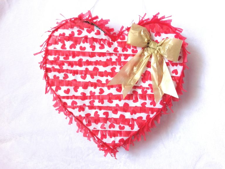 red gold heart pinata