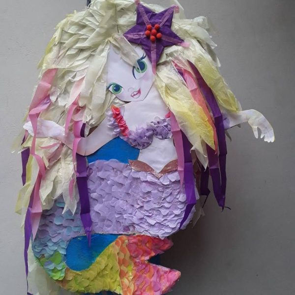 Mermaid with Purple Star Pinata & Stick