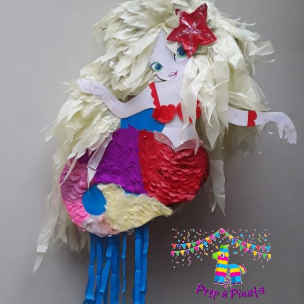 Mermaid with Red Star Pinata & Stick