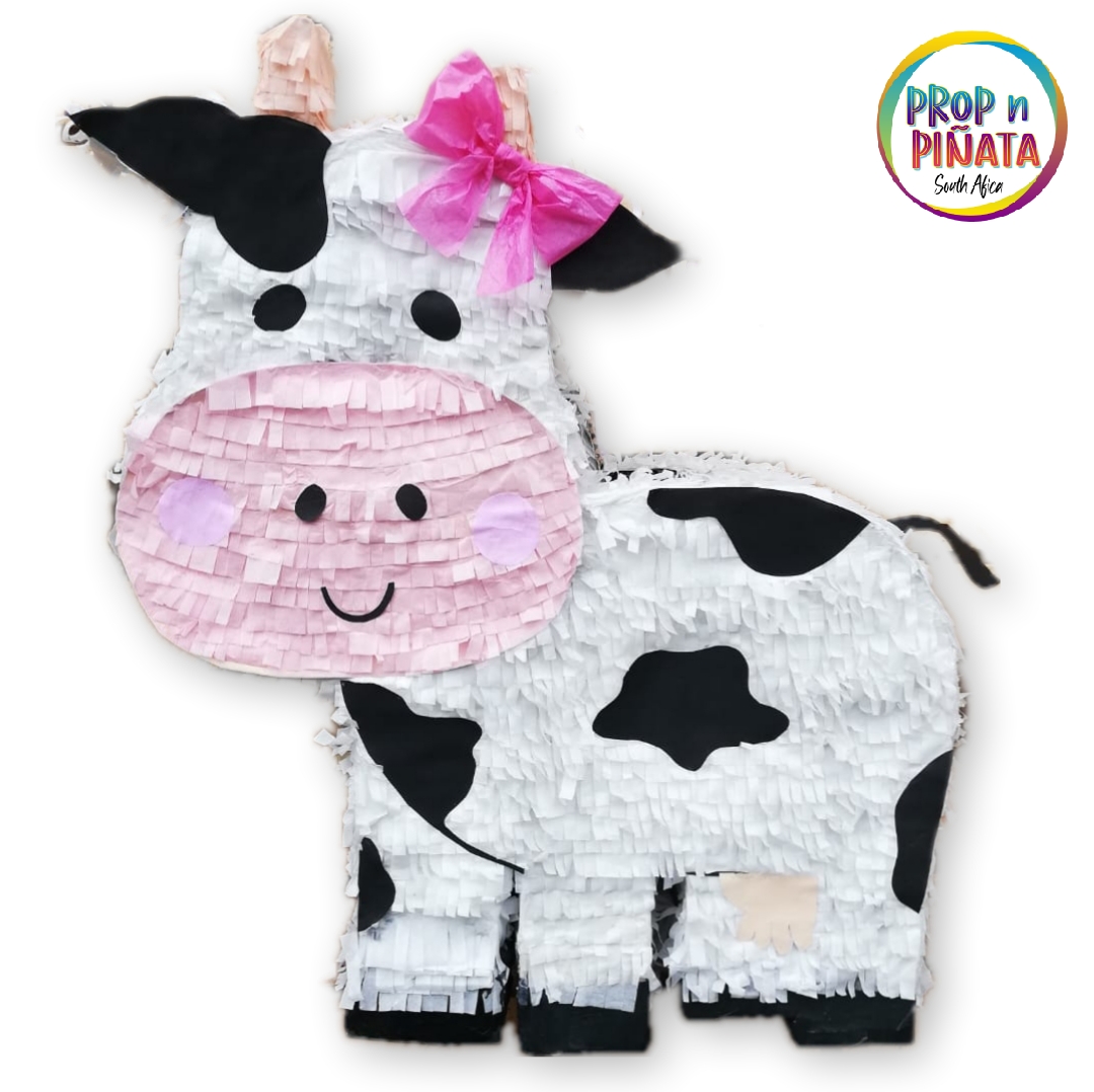 Cow With Bow Pinata with Stick - Choose Bow Colour - Pinata South Africa