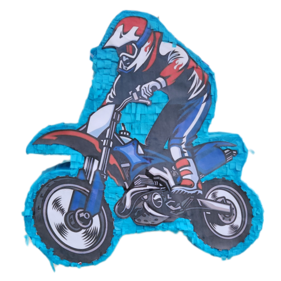 Motocross Motorbike Birthday Party Piñata & Stick