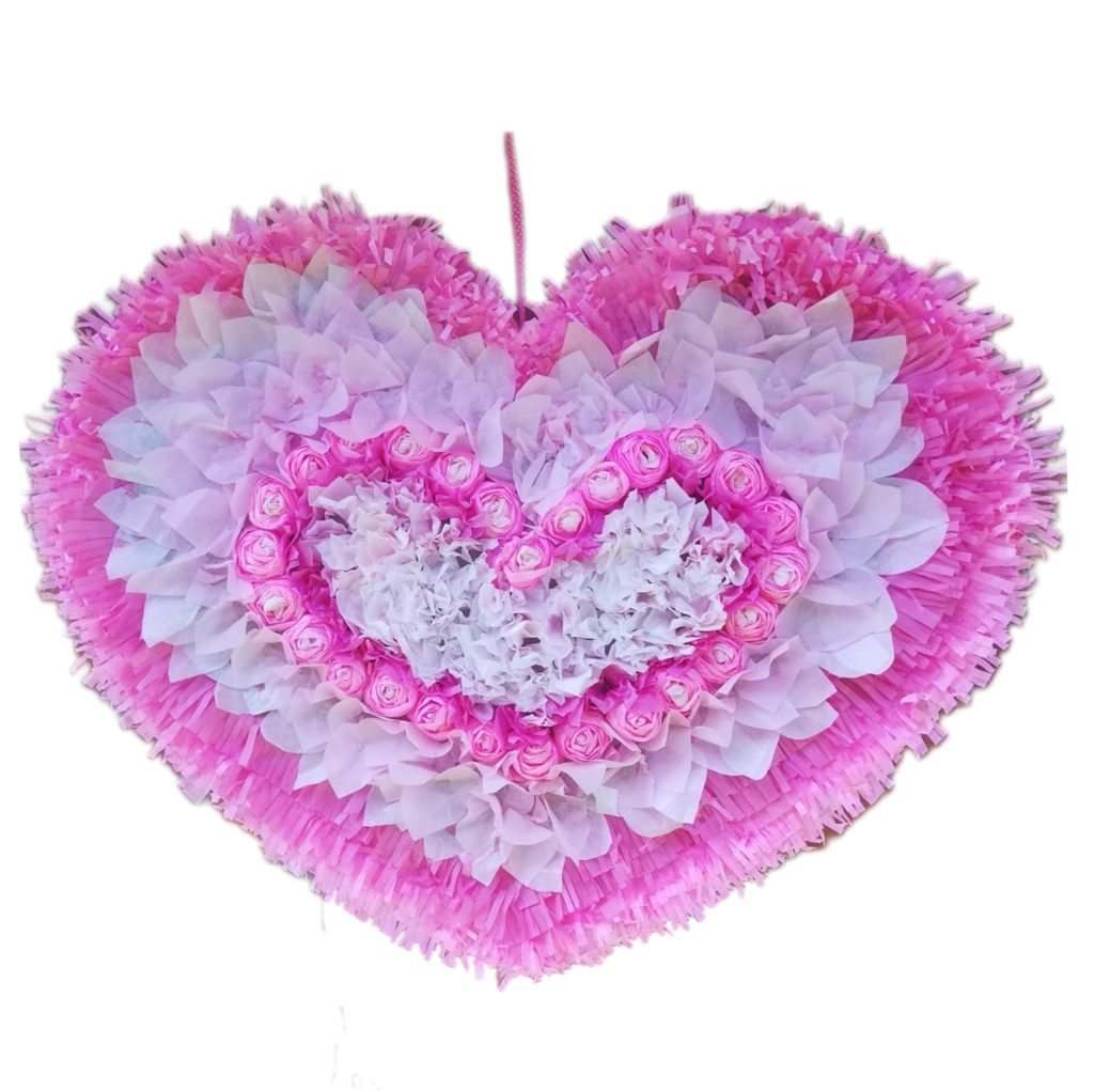Heart With Roses Pinata & stick - Choose Colour