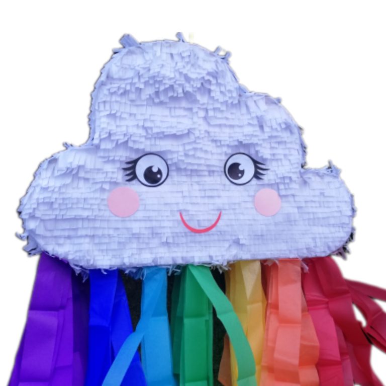Cloud Piñata with Rainbow Streamers