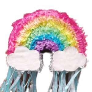 Rainbow and Clouds Pinata with Stick