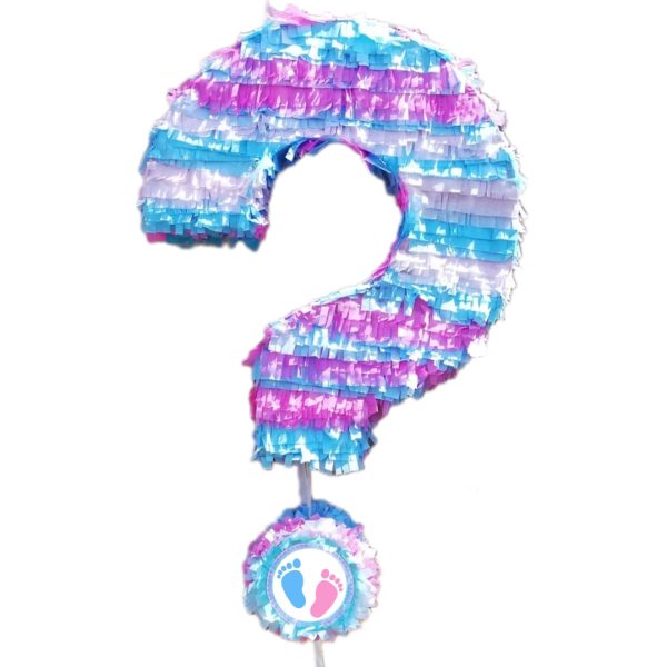 Gender Reveal Question Mark Pinata with Stick