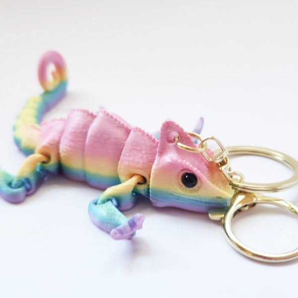 Rainbow Chameleon keychain - 3D printed