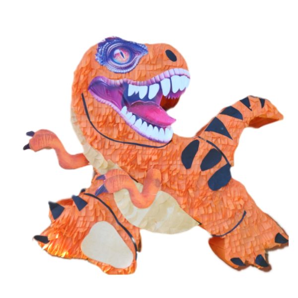Orange T-Rex Dinosaur Piñata & Stick